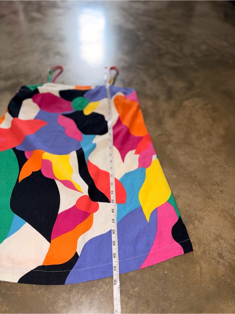 A New Day NWT Linen Blend Abstract Mini Dress Multicolor XS Adjustable - Picture 5 of 9